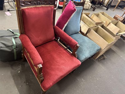 Lot 761 - A late Victorian red upholstered armchair...