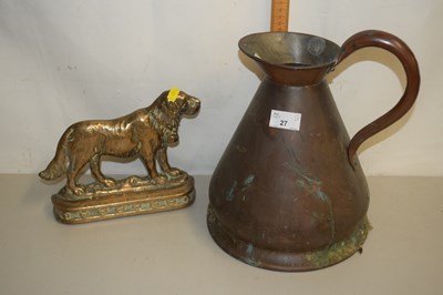 Lot 27 - Brass door stop formed as a dog together with...