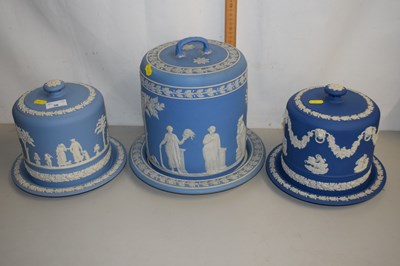 Lot 36 - Group of three Jasper ware cheese bells,...