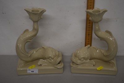 Lot 49 - A pair of modern Wedgwood drab-ware dolphin...