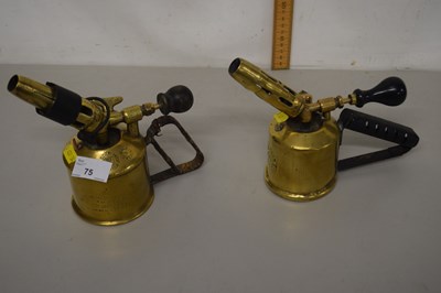 Lot 75 - Two vintage brass blow torches