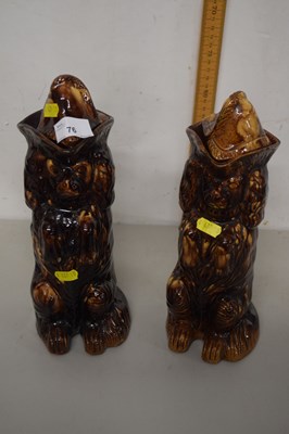 Lot 76 - Pair of 19th Century treacle glazed jugs...