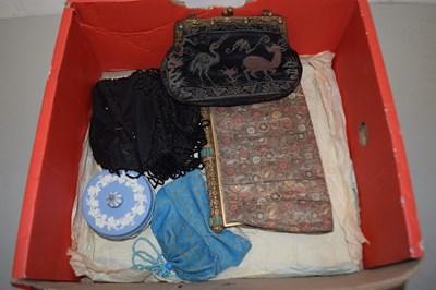 Lot 79 - Box of various vintage evening bags and other...