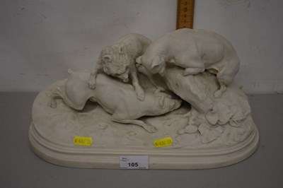 Lot 105 - A Copeland Parian ware model of terriers ,...