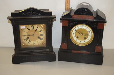 Lot 187 - Victorian black slate and red marble cased...