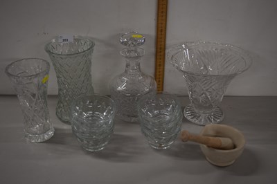 Lot 203 - Mixed Lot: Glass vases, decanter etc