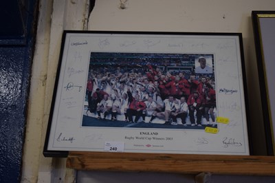 Lot 240 - England rugby worldcup winners 2003, framed...