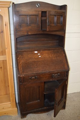 Lot 252 - Early 20th century oak bureau bookcase cabinet