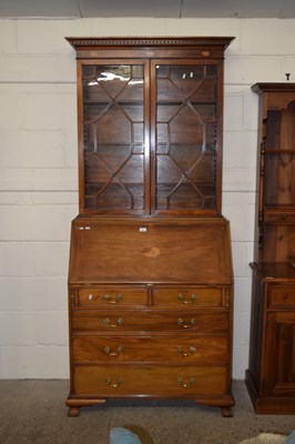 Lot 253 - Edwardian mahogany bureau bookcase cabinet...