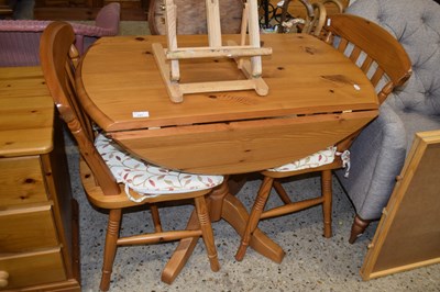 Lot 291 - Modern pine drop leaf kitchen table and two...