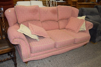 Lot 308 - Modern three seater sofa on turned legs