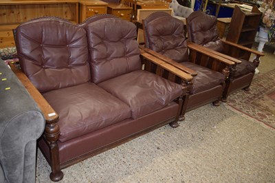 Lot 310 - Early 20th century oak framed recliner three...