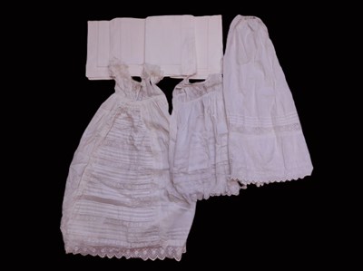 Lot 157 - Two christening gowns, four linen pillowcases...