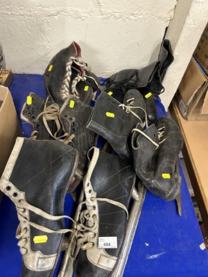 Lot 684 - Five pairs of vinatge ice skates