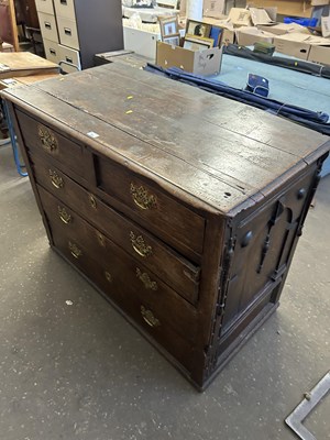 Lot 768 - 18th century and later oak four drawer chest...