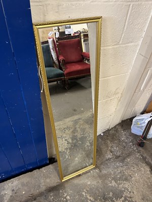 Lot 784 - Narrow gilt framed mirror