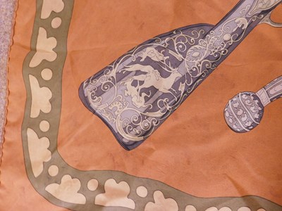 Lot 116 - An Hermes 'Diane' scarf, in shades of brown,...