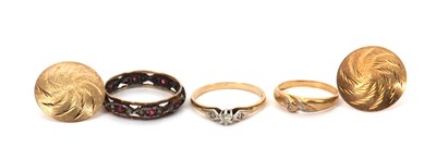 Lot 309 - Three rings and a pair of earrings:to include...