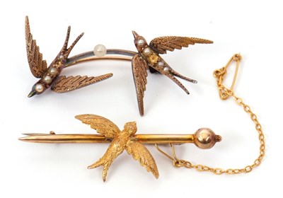 Lot 92 - Two bird brooches: to include a swift in...