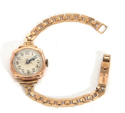 Lot 227 - A yellow metal lady's wristwatch, stamped 375...