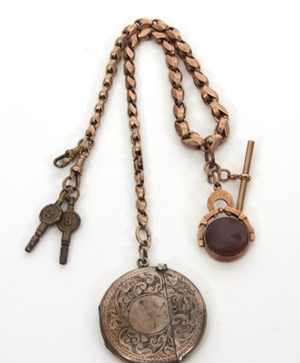 Lot 249 - A mixed metals watch chain, the unmarked fancy...