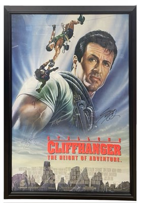 Lot 51 - A framed one-sheet poster for Cliffhanger,...