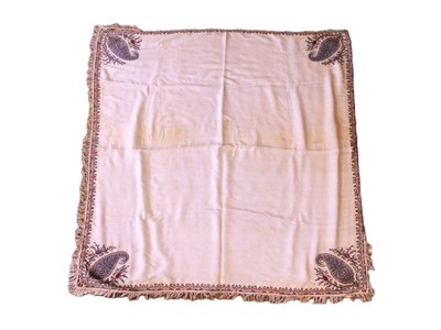 Lot 8 - A 19th century silk paisley shawl, with cream...