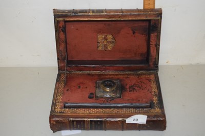 Lot 80 - Novelty desk stand formed from leather bound...