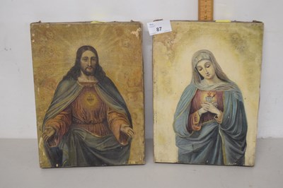 Lot 87 - Pair of small oil on canvas studies of Christ...