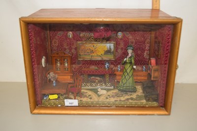 Lot 107 - Cased 20th Century diorama formed as an...