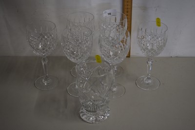 Lot 16 - Set of six modern clear glass wines and one other