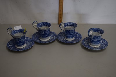 Lot 172 - Four Copeland Spode blue Italian coffee cups...