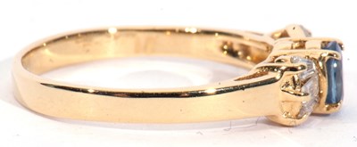 Lot 9 - Modern 18ct gold sapphire and diamond ring,...