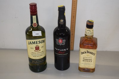 Lot 191 - Mixed Lot: Jack Daniels Tennessee Honey Whisky,...