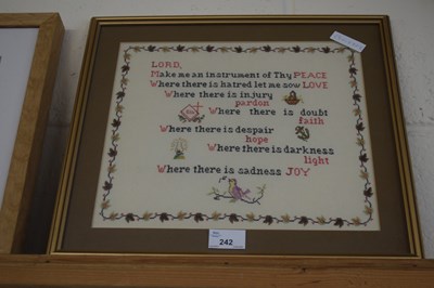 Lot 242 - Modern needlework sampler of religious text