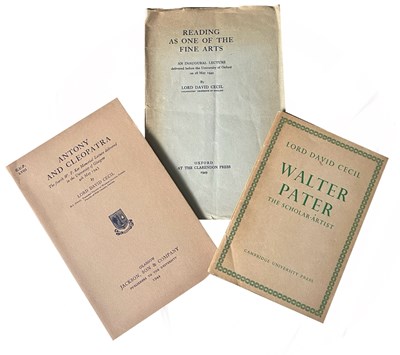 Lot 1171 - LORD DAVID CECIL: 3 Titles: READING AS ONE OF...