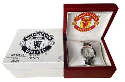 Lot 249 - A cased Manchester United signature steel watch