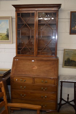 Lot 289 - Edwardian mahogany bureau bookcase cabinet...