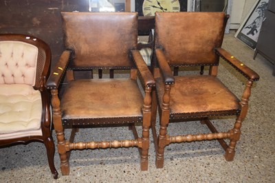 Lot 359 - Pair of early 20th Century leather upholstered...