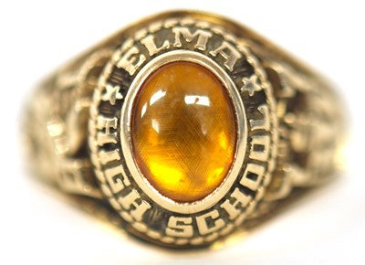 Lot 28 - 10K stamped High School graduation ring, 'Elma'...