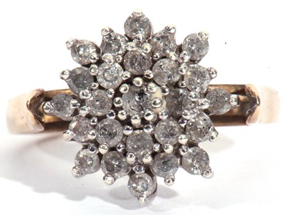 Lot 29 - Modern 9ct gold small diamond set cluster ring,...