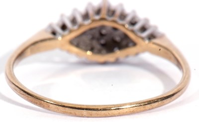 Lot 33 - 9ct gold and diamond cluster ring of lozenge...