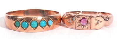 Lot 37 - Mixed Lot: antique five stone turquoise ring...