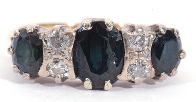 Lot 44 - 18ct gold sapphire and diamond ring featuring...