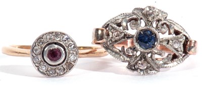 Lot 47 - Mixed Lot: ruby and diamond cluster ring, the...