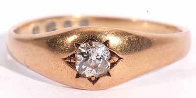 Lot 49 - Antique 18ct gold single stone diamond ring,...