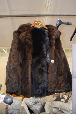 Lot 729 - A ladies brown fur jacket and a faux fur stole