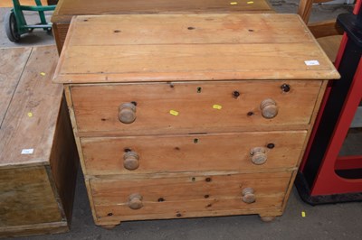 Lot 735 - Pine chest of three drawers