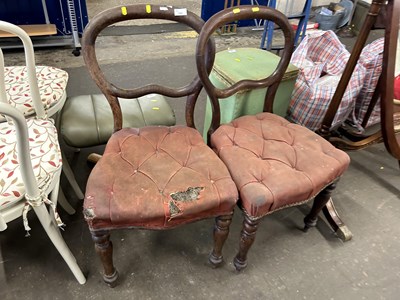 Lot 780 - Pair of balloon back dining chairs with button...