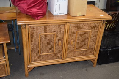 Lot 701 - Modern sideboard with two cane covered doors